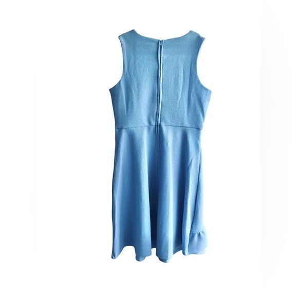 NWT GIRLS Blush Light Blue Polyester Sleeveless Front Pockets Lace Ruffle Zipper - Picture 2 of 2